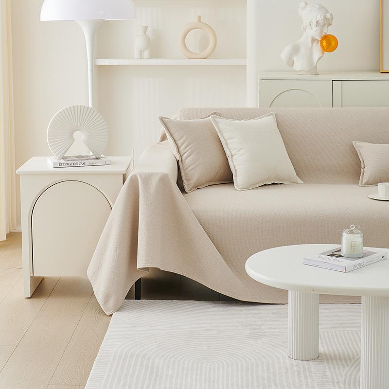Teddy Velvet Waterproof and Anti Slip Solid Color Minimalist Sofa Cover Cloth Full Cover Cloth Winter Living Room Fabric Blanket