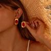 GEMCHIC Women's Retro Geometric Oval Stud Earrings Fashion Gold Tone Resin Statement Jewelry
