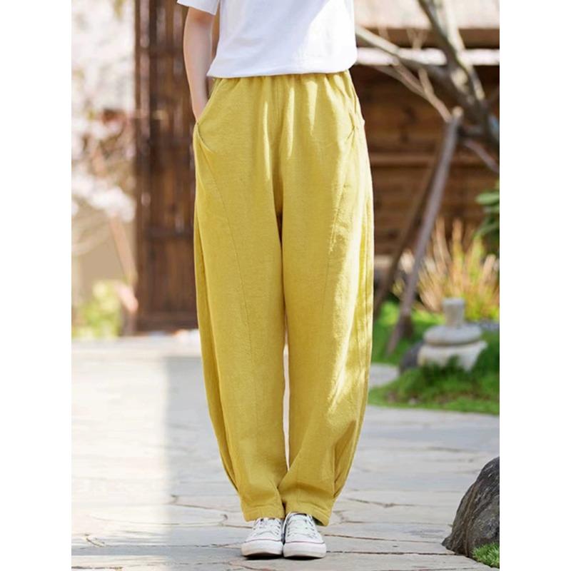 Cotton and Linen Lantern Pants Artistic Loose and Versatile Casual Long Pants Practicing Tai Chi Pants Women’s Trousers