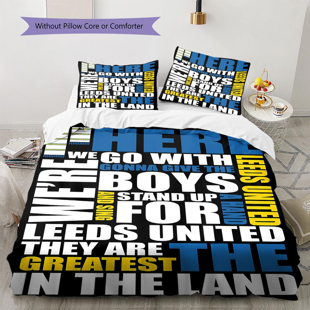 Leeds United F.C Pattern Bedding,Quilt Set Quilt Cover Pillowcase Home Birthday Gift(1 * duvet cover + 2 * pillowcase, without core)