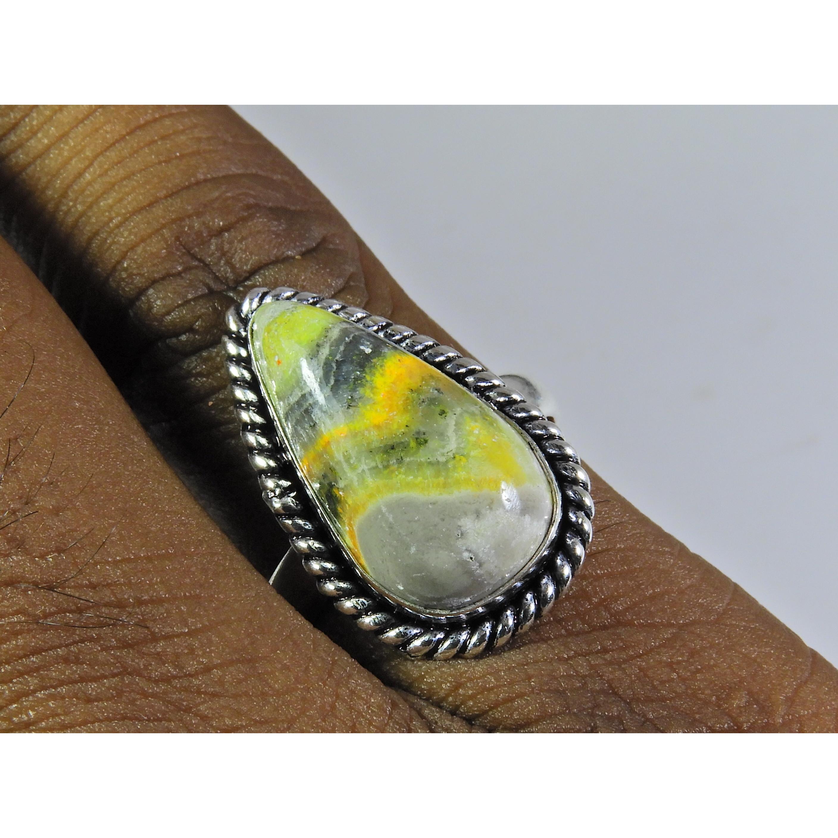 

Natural Bumble Bee Jasper 925 Solid Sterling Silver Ring Size US-7 PG-84