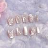 24x Glossy Full Cover False Nail 3D Butterfly Press On Nail Cats Eye Stick on Nail Elegant Acrylic Nail