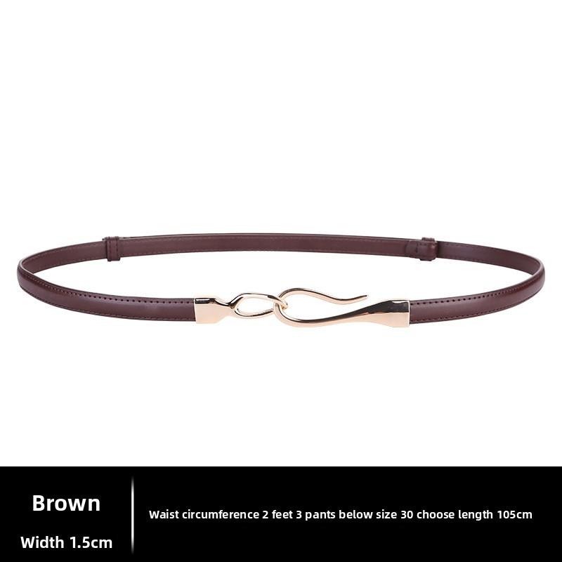 Classic Leather Waist Belt For Women With Adjustable Alloy Buckle Minimalist Fashion