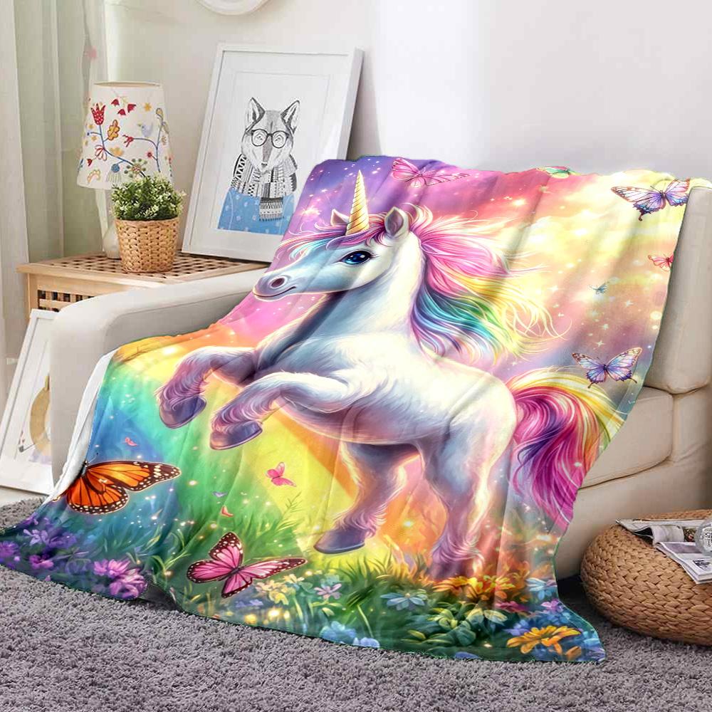 Rainbow Unicorn Flannel Blanket Throw Blanket Soft Warm Sofa Bed Camping home Decor Unique Christmas Gift C9261866