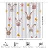 Bunny Face Shower Curtain White Floral Print Rabbit Design For Bathroom Decorations