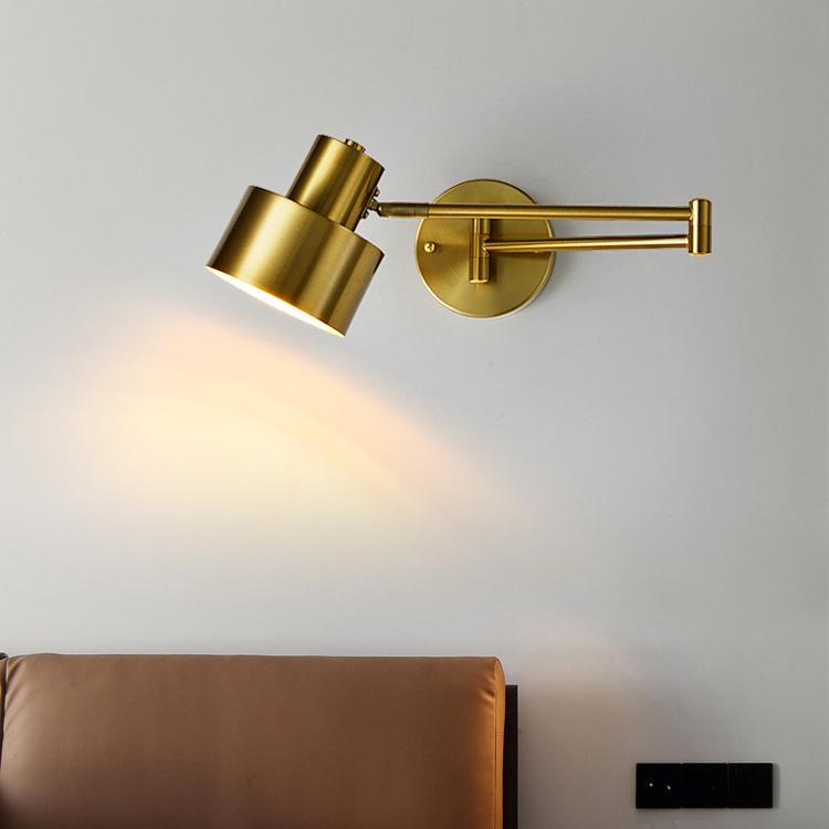 Rocker Telescopic Black Wall Lamp: Folding, Rotating Long Pole for Luxury Study & Bedroom.