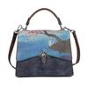 Johnature Vintage Genuine Leather Landscape Print Flap Bags For Women Retro Handbag Cowhide Shoulder & Crossbody Bags