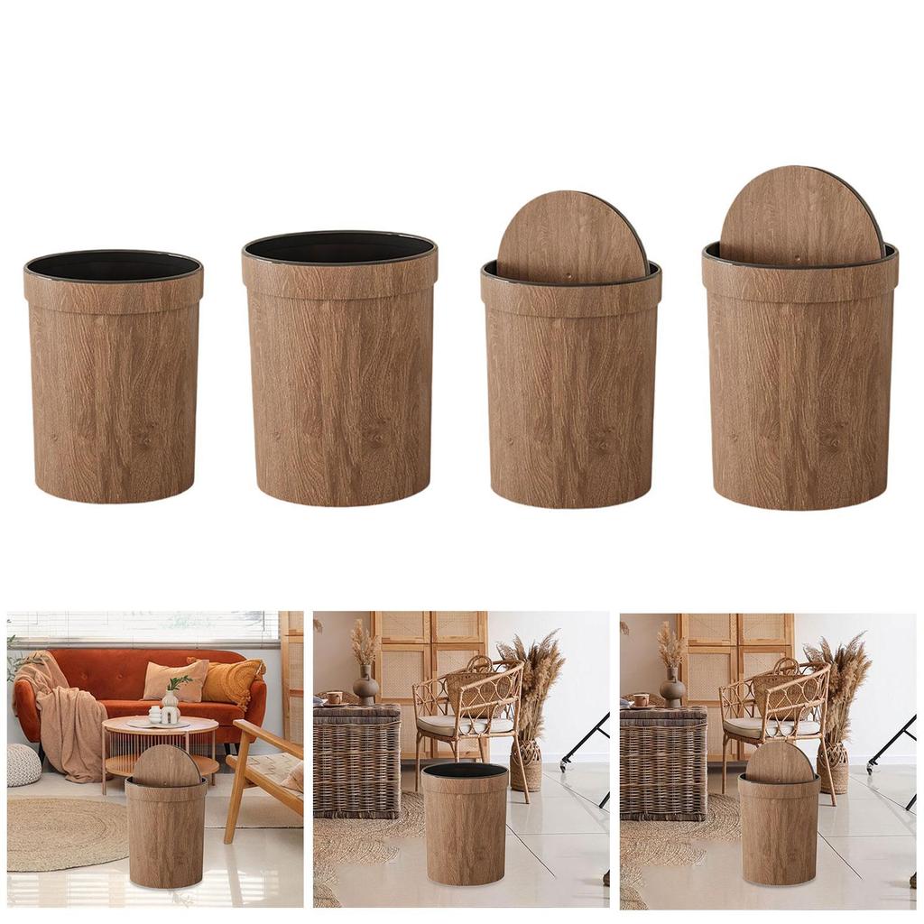 Trash Can Garbage Container Large Capacity Round Stylish Waste Basket Storage