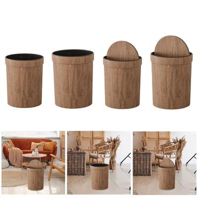Trash Can Large Capacity Imitation Wood Grain Kitchen Bin Rubbish Bucket Waste Basket for Bedroom Bathroom Study Living Room
