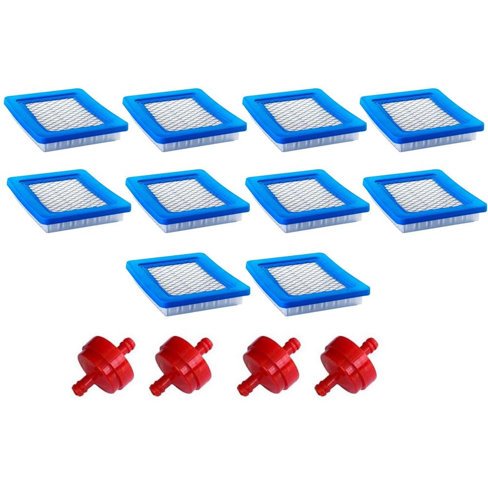10 Pack 491588S Air Filter + 394358 Oil Filter Compatible With 491588 4915885 Hand Push Lawn Mower Replacement Accessories Part