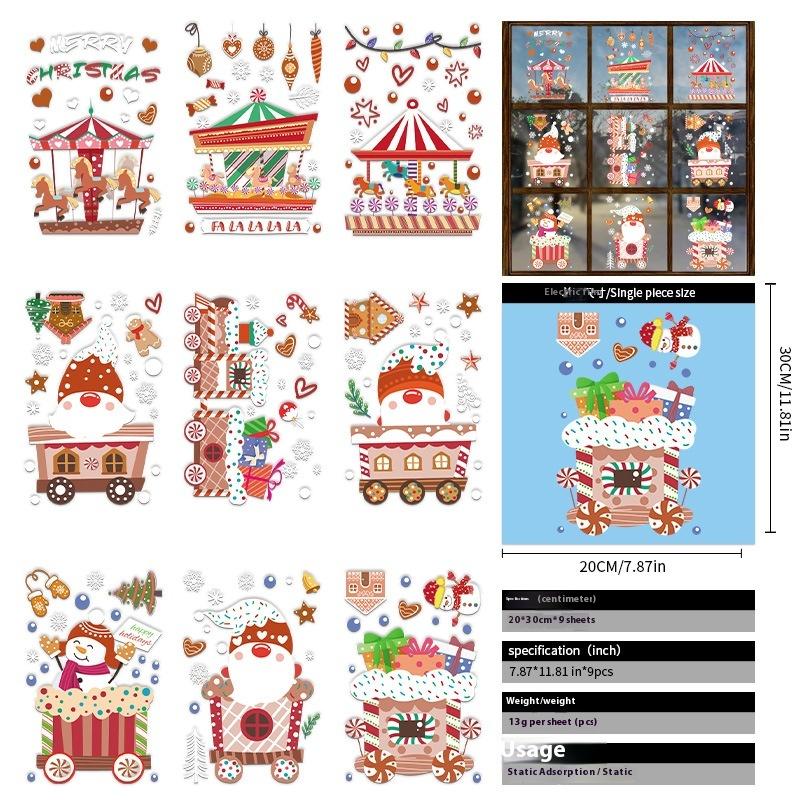 Santa Claus Christmas Ornaments Static Stickers Window Grilles Scene Arrangement Glass Doors Stickers Windows