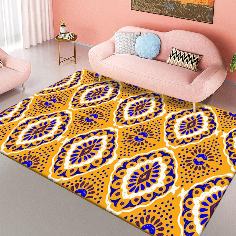 Living Room Retro Rug Bohemian Pattern Non-slip Round Rug Children's Room Floor Mat Bedroom
