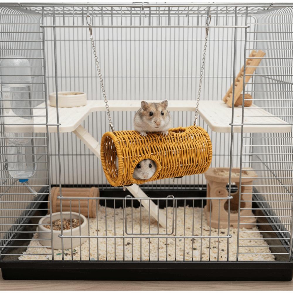 Decorative Bite Resistant Woven Bird Nest Ventilated Cooling Hanging Hammock Bed Durable Bird Cage Hammock for Hamsters Parrots