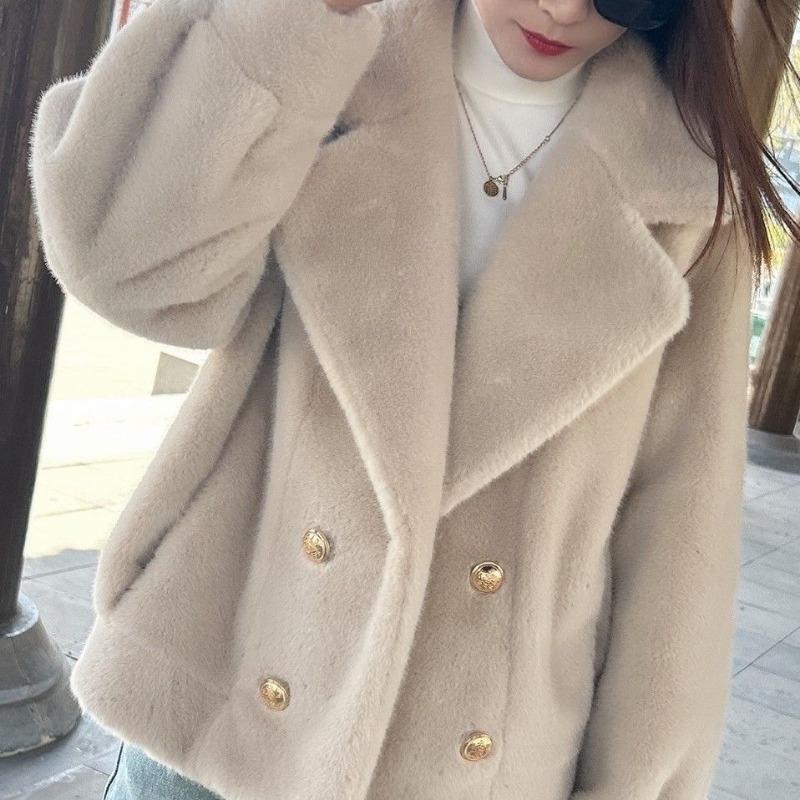 New Imitation Mink Fleece Fur Jacket Autumn and Winter Thickened Fur Integrated European Mink Fleece Short Lapel Jacket