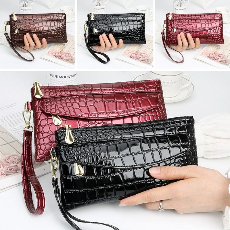 1Pc Wallet Lady Long Lasual Bright Face Clutch Zipper Phone Bag