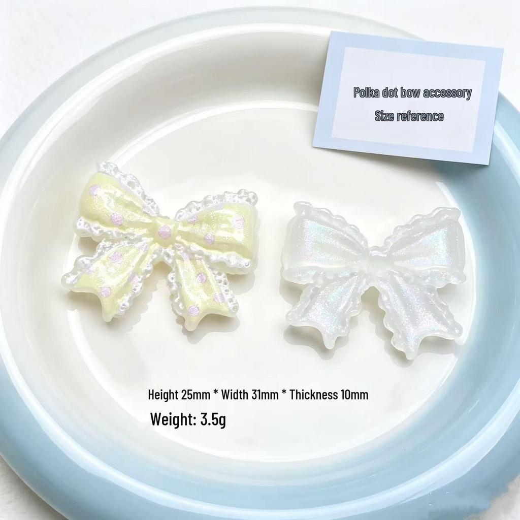 Translucent Polka Dot Bow Tie Resin Hair Clip & Phone Case Ornament