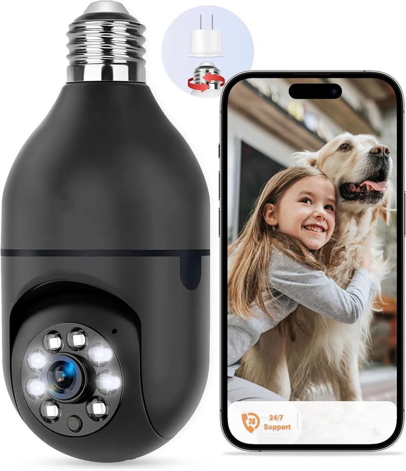 LS VISION 1080P Full-HD E27 Žárovková sledovací kamera Noční vidění 2,4G 5G WiFi Sledovací kamera Zabezpečení IP kamera Sledování člověka Video Sledování