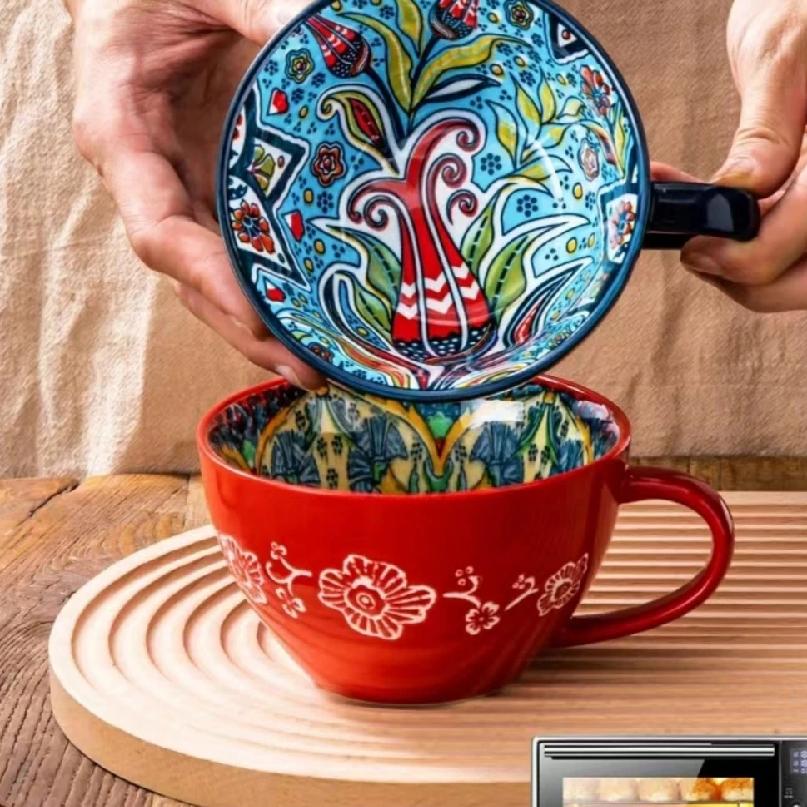 Bohemian Morning Tea Mug, 13.5 oz Ceramic Coffee Mug for Family Colleagues Teachers Wives Husbands Sisters Brothers Funny