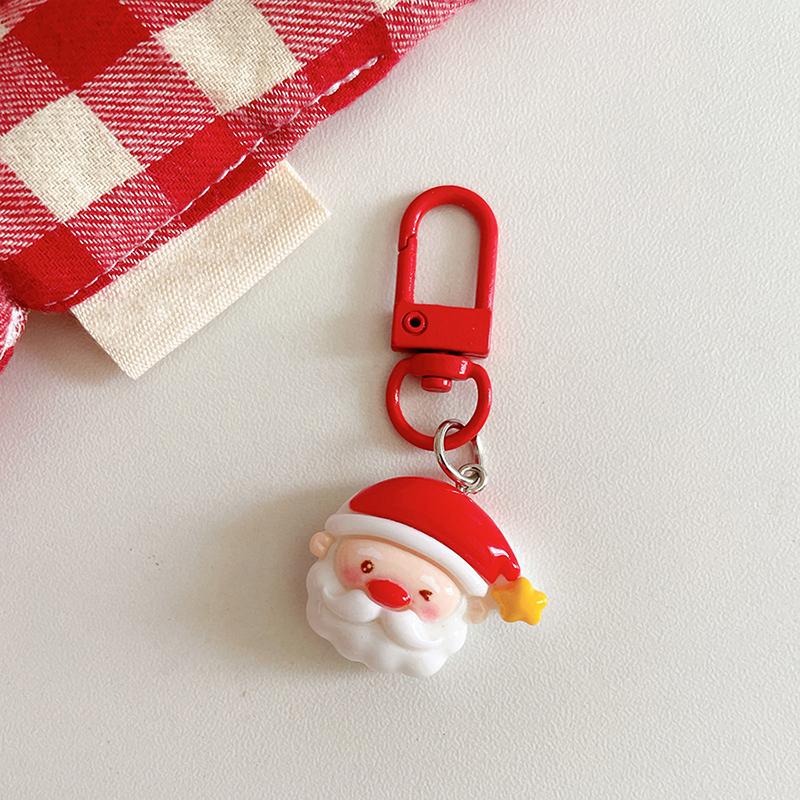 1PC Cartoon Shape Xmas Key Rings For Friends Key Holders Holiday Bag Pendants Part Resin Gifts Multiple Options Available
