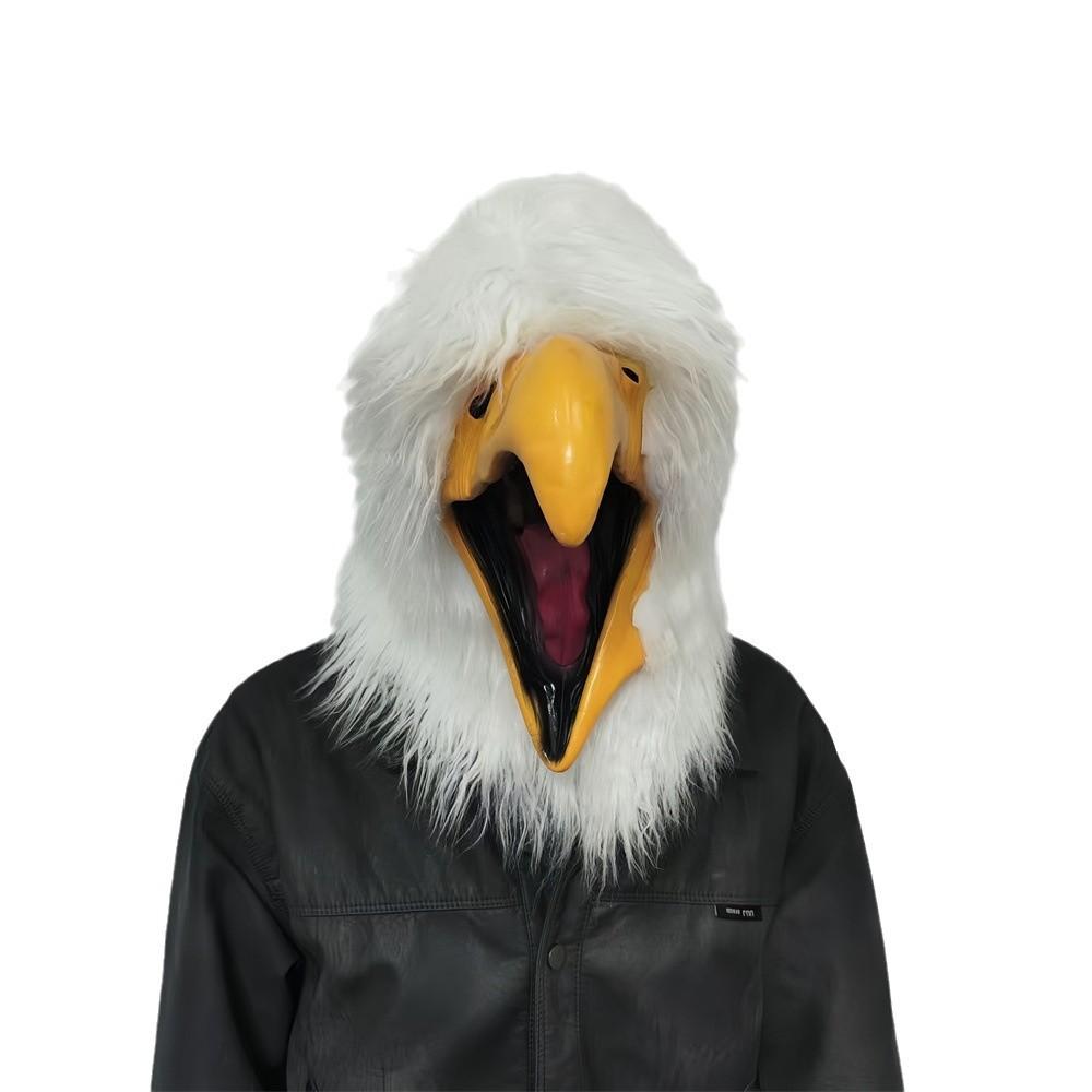 Open Mouth Eagle Mask Shut Up White Eagle Hood Hand Claws White Plush Eagle Headdress Dance Bar Festival Show Props