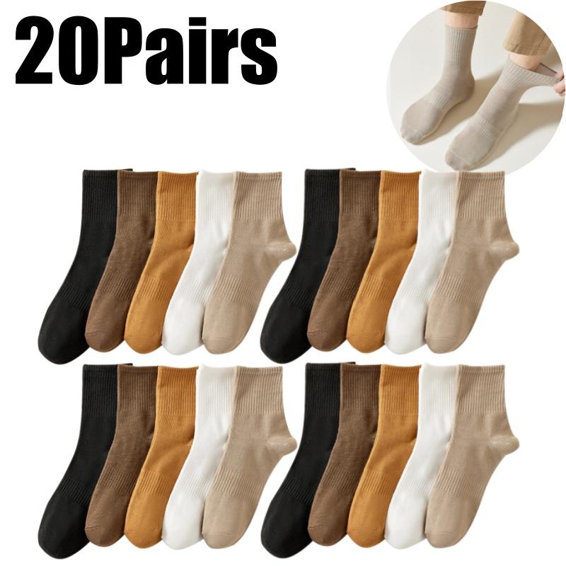 Men Cotton Mid Crew Socks Solid Color Casual Winter Sports Socks Simple Basic Long Socks For Men Comfortable And Versatile