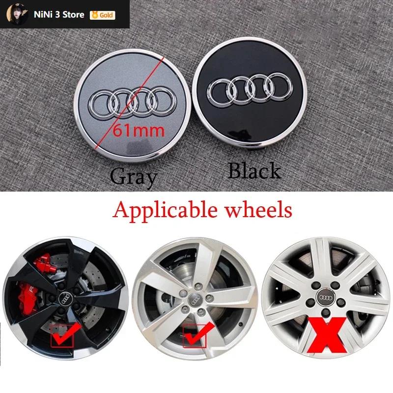 61mm for Audi A3 A4 A5 A6 A7 A8 S4 S6 Q5 Q7 Covers Badge Accessories Wheel Cap Label 4pcs Wheel Center Cap Emblem Hub