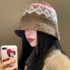 Retro Jacquard Knitted Bucket Hat Autumn Winter Korean Warm Casual Basin Hat For Women