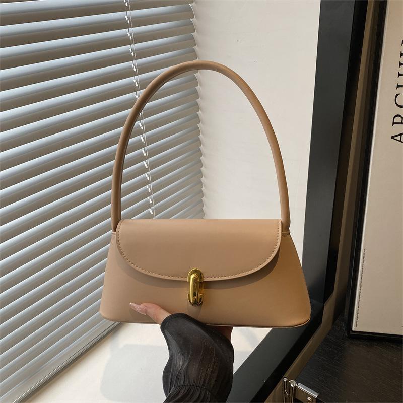 Niche retro simple underarm baguette bag 2025 new fashion high-end bag texture versatile shoulder bag tide