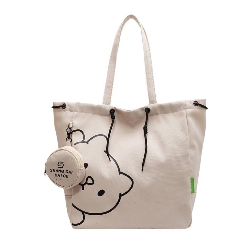 Canvas Bag for Autumn and Winter Women's Large Capacity Ins Wind Underarm Bag Printing Hand heeled Tote Shoulder Bag