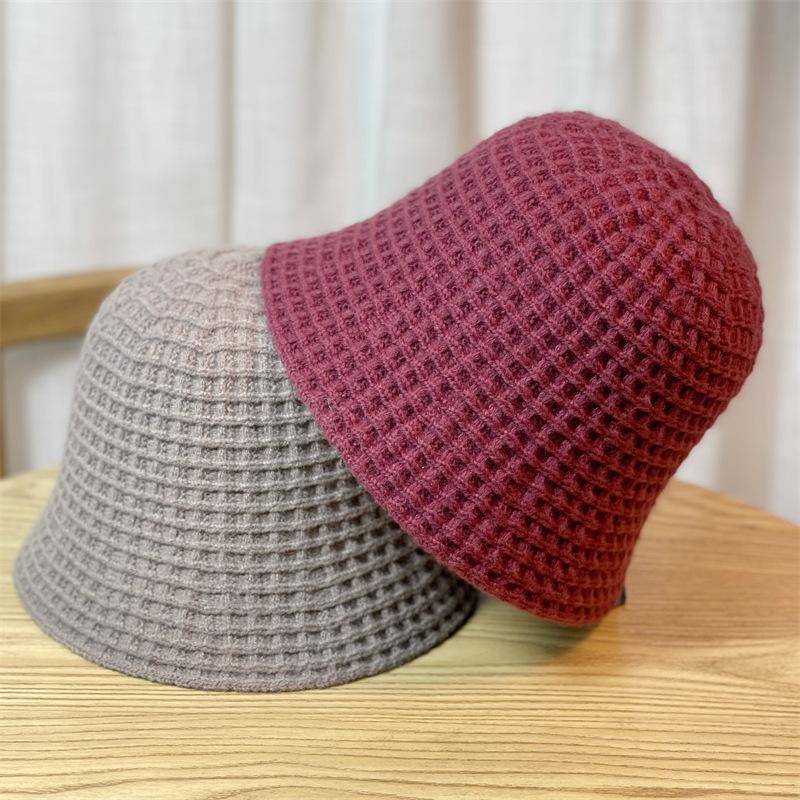 Knitted Bucket Hat Women's Autumn and Winter Solid Color Wool Hat Warm Bucket Hat Fashion