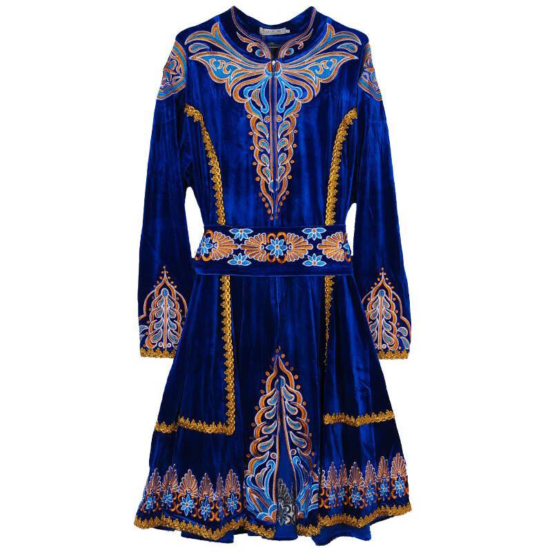 Men s Xinjiang Dance Embroidered Velvet Jacket 2XL