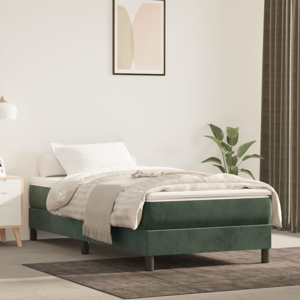 Pocket Spring Mattress Medium Firm Dark Green 90 x 190 x 20 cm Velvet