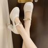 Small man with shallow mouth Mary Jane single shoes women's new spring and summer square head fashion thick heel high heels
