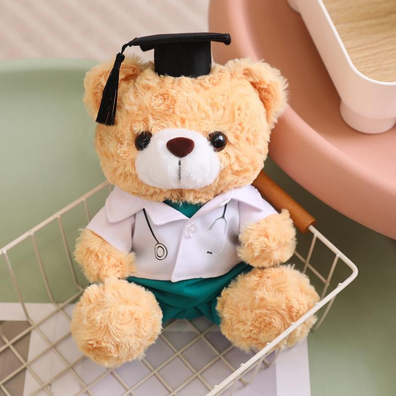 23Cm Medical College Graduation Teddy Bear Plush Toy University Doctor Bachelor Cartoon Animal Mascot Souvenir Present