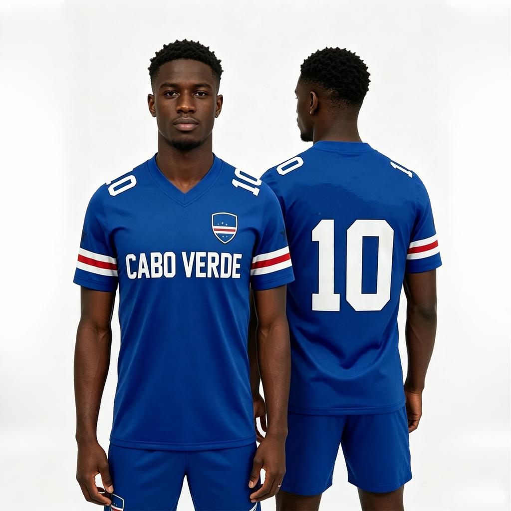 Unisex Sports Jersey Cabo Verde Football Supporter Shirt V Neck Short Sleeve Athletic Top for Fans and Players