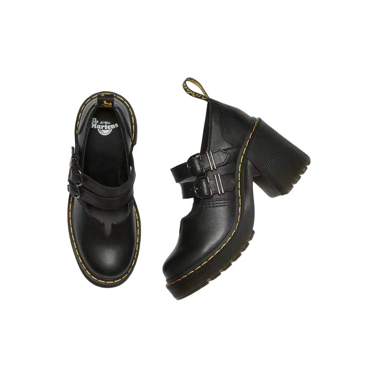 Dr. Martens Eviee Sandal Leather Double Buckle Platform Shoes Women Shoes Black 27371001