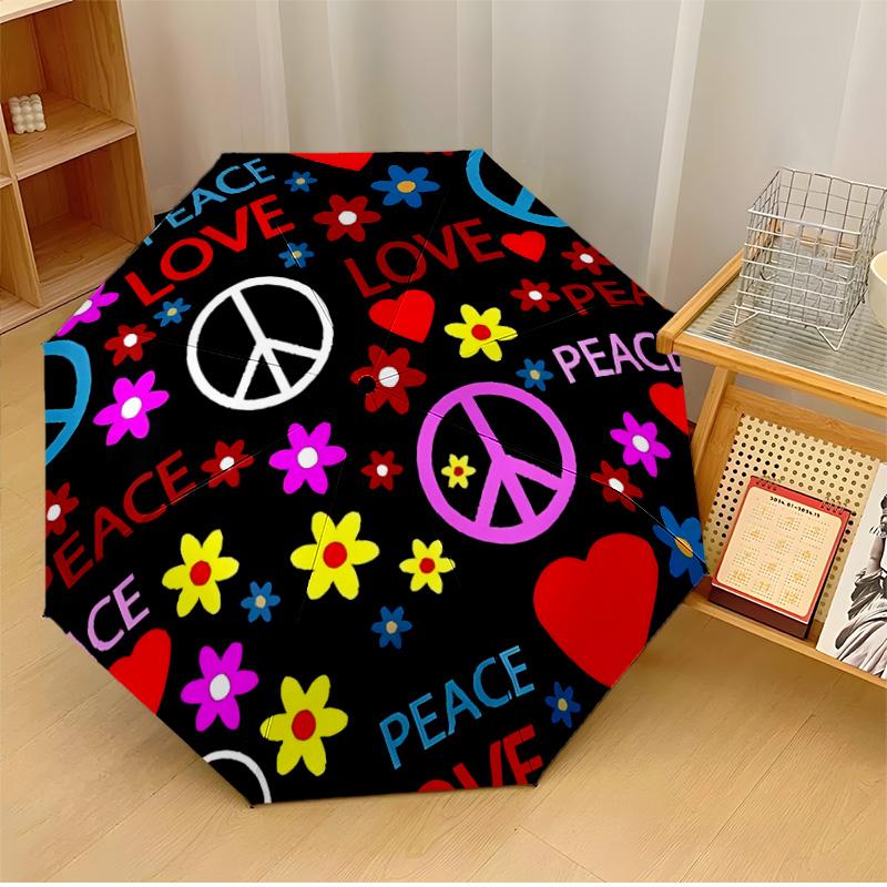 

Peace Sign Over Earth Printed umbrella windproof folding umbrella portable sun and rain umbrella suitable for gifting