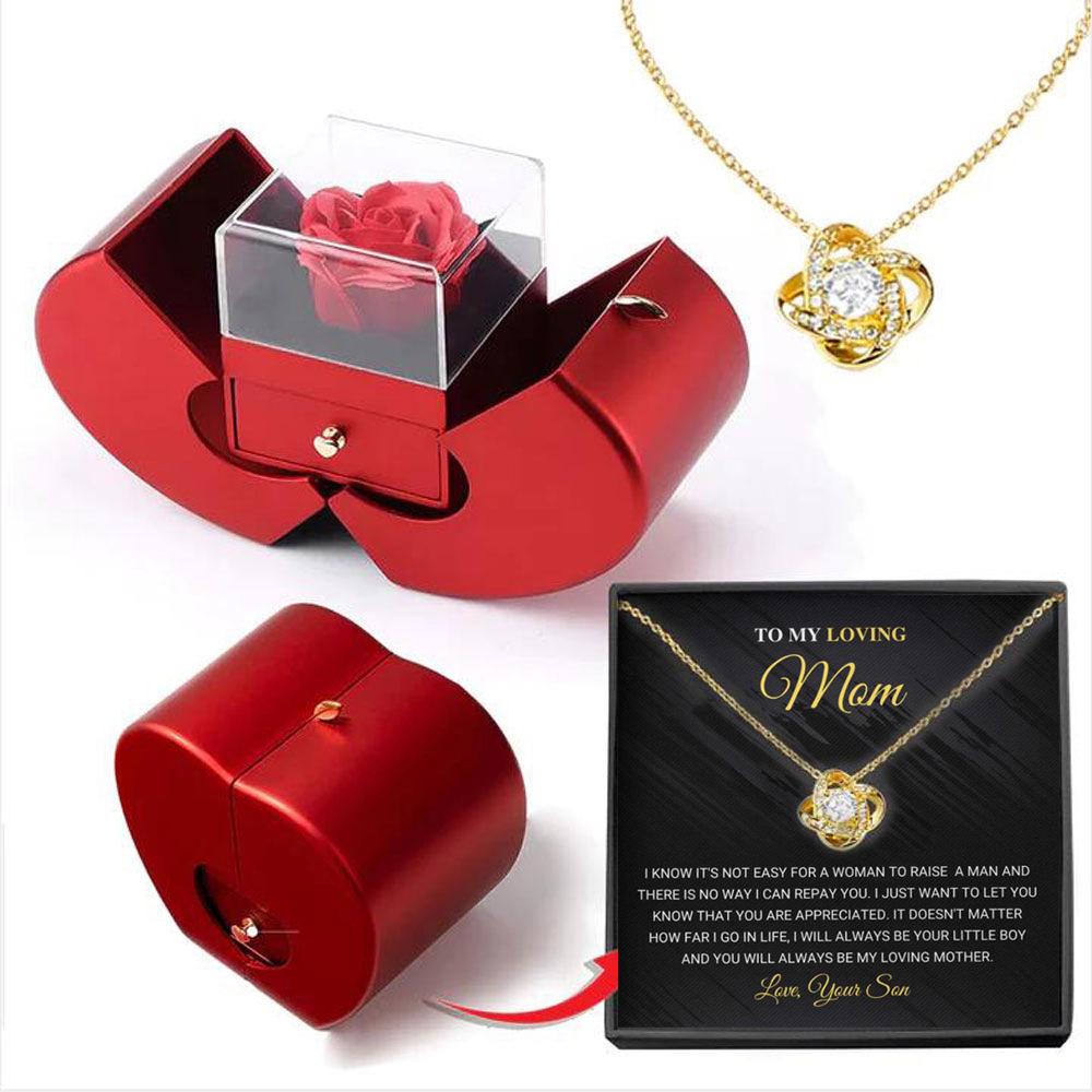 High-end Four-Leaf Clover Necklace with Preserved Flower Gift Box - Elegant Mother's Day Gift for Women
