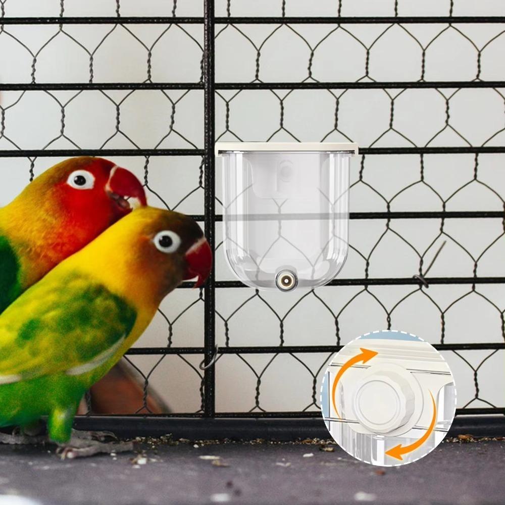 Wall Mounted Bird Cage Water Feeder Pin-Touch Automatic Parrot Water Dispenser No Drip Transparent Bird Cage Waterer