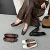 Satin ballet single shoes women's summer 2025 new retro shallow mouth flat bottom cross strap Mary Jane shoes