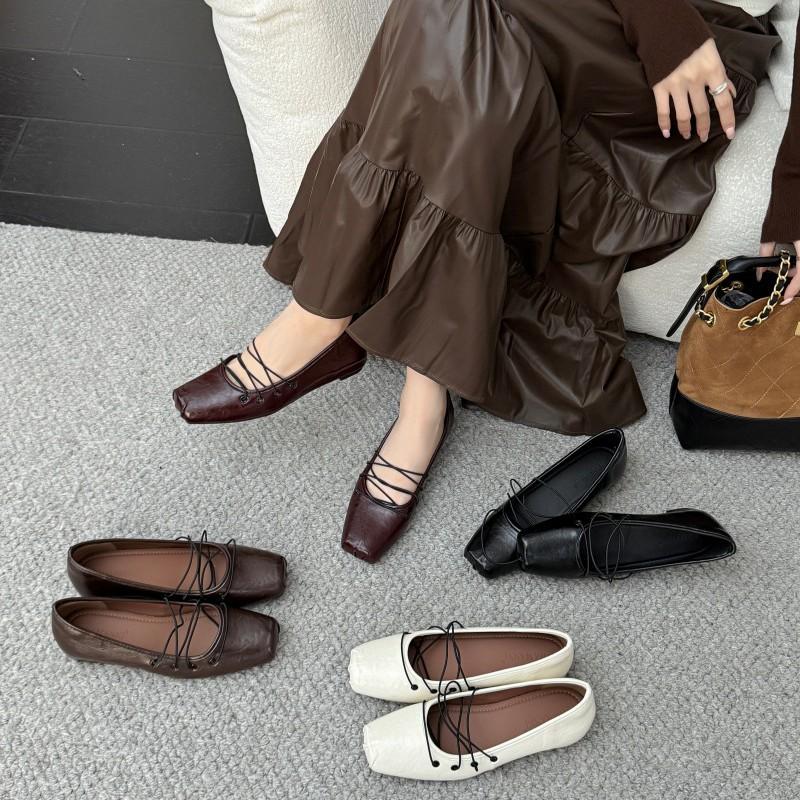 Satin ballet single shoes women's summer 2025 new retro shallow mouth flat bottom cross strap Mary Jane shoes