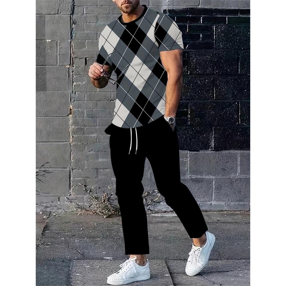 New Summer And Spring Fashion Men's Sportswear T-shirt Trousers Pants Suit Casual Short-sleeved Suit Jogging Fitness Clothing
