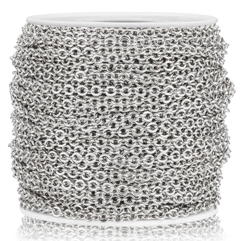 Rose Gold O-Shaped Stainless Steel Necklace & Bracelet Chain - Non-Fading, Vacuum-Plated for DIY Jewelry.