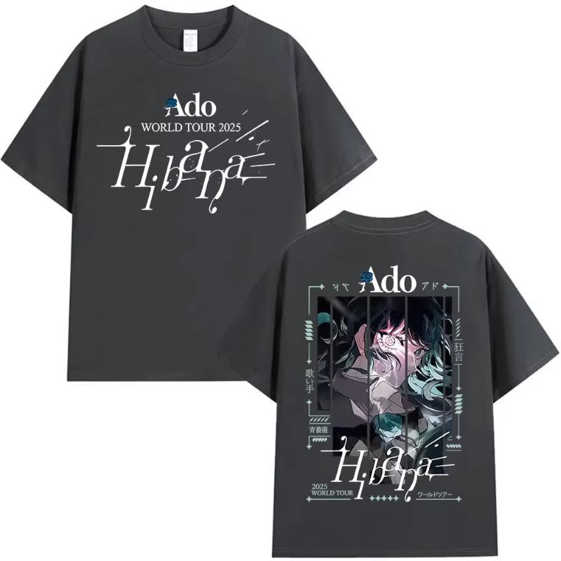 Japanese Ado Hibana WORLD TOUR 2025 New TShirts Unisex Women Clothing Gothic Short Sleeve T Shirt Hip Hop Oversized Cotton Tshirt