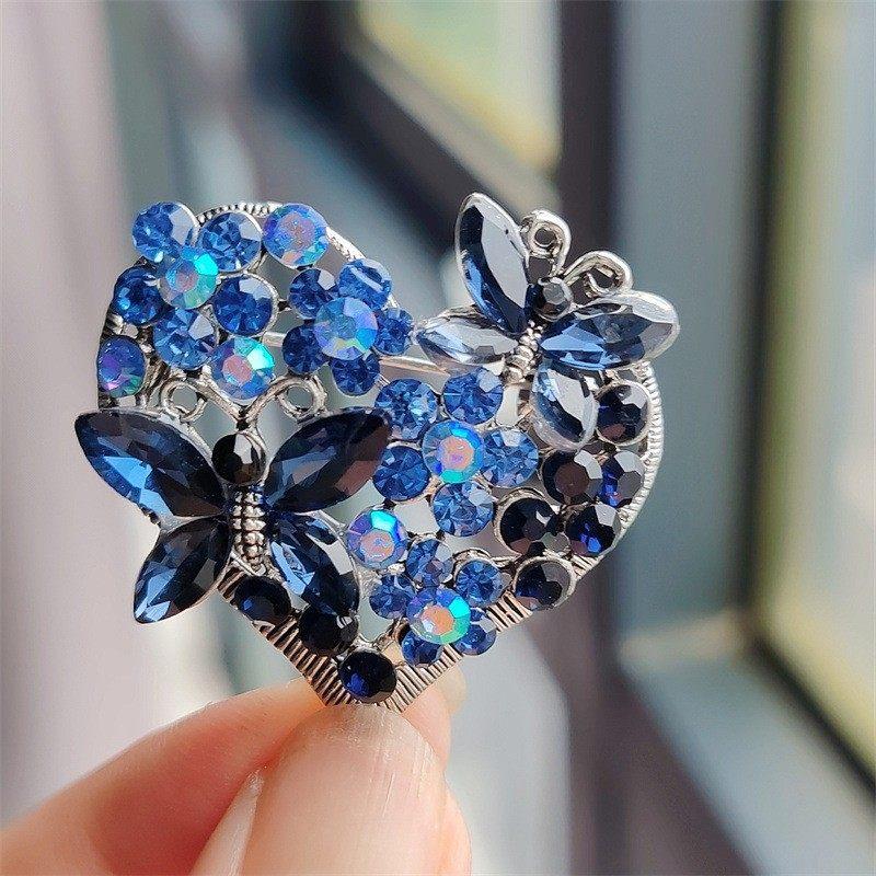 Vintage Rhinestone Butterfly & Heart Brooch Luxury Crystal Pin for Coat, Blazer & Formal Attire, Elegant Statement Jewelry