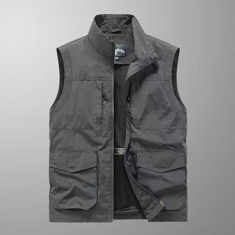 Double-sided Wear New Multi-pocket Vest Men's Winter Velvet Vest Plus Size Fleece Vest Jacket