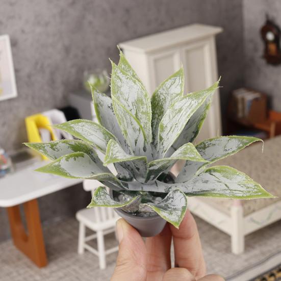 Miniature Potted Plant, Tiny Artificial Green Plant, Realistic Miniature Plant Model for 1:6 or 1:12 Scale Doll Mansion Miniature Room Decor