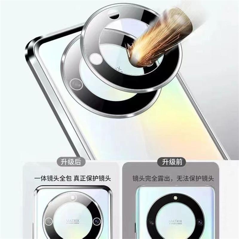 360 Full Case For Honor X9d 5G Case Double Sided Magnetic Adsorption Metal Tempering Glass Cover For Honor X9 D X70