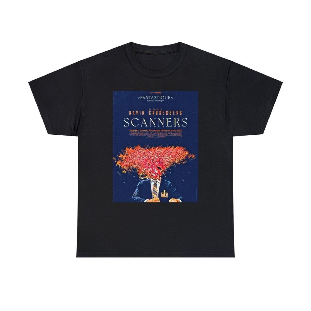 

Scanners Graphic Print Shirt David Cronenberg SS Crew Unisex Heavy Cotton Tee L