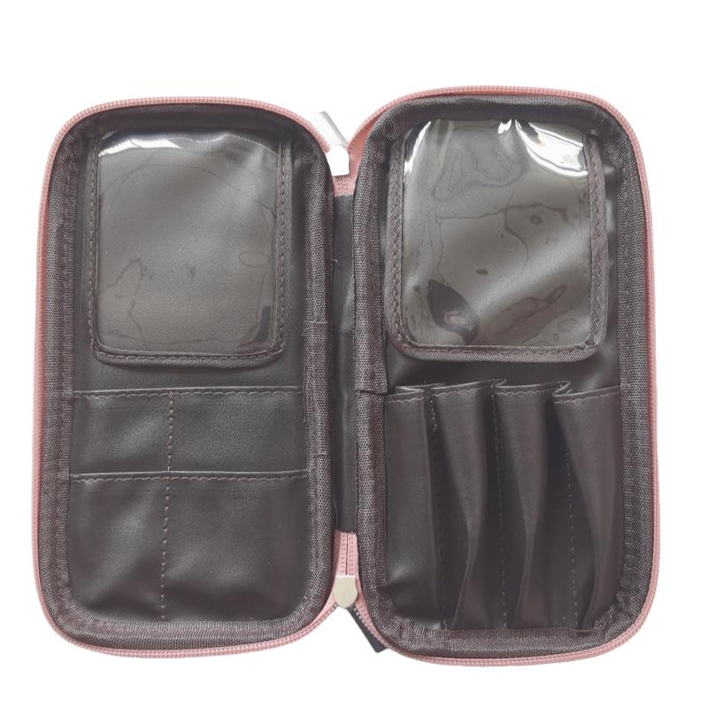 Black Waterproof Double Zipper Makeup Brush Storage Bag - Portable Multifunctional Organizer